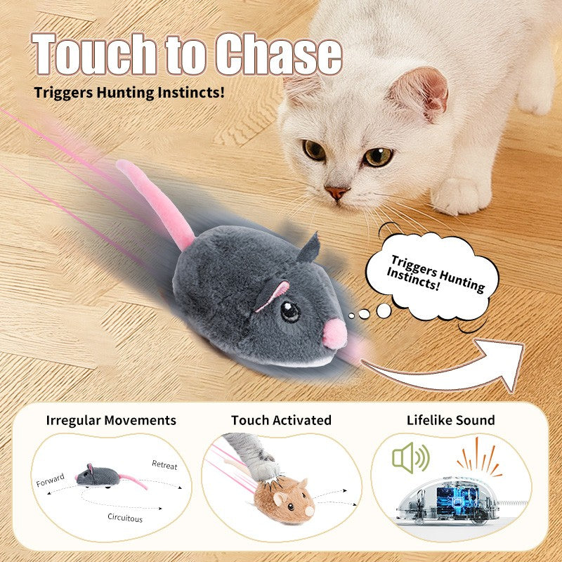 Brinquedos Elétricos Interativos de Rato para Gatos Brinquedo Engraçado de Pelúcia Inteligente para Animais de Estimação Brinquedos de Movimento Interativo Rápido Acessórios para Gatos de Estimação