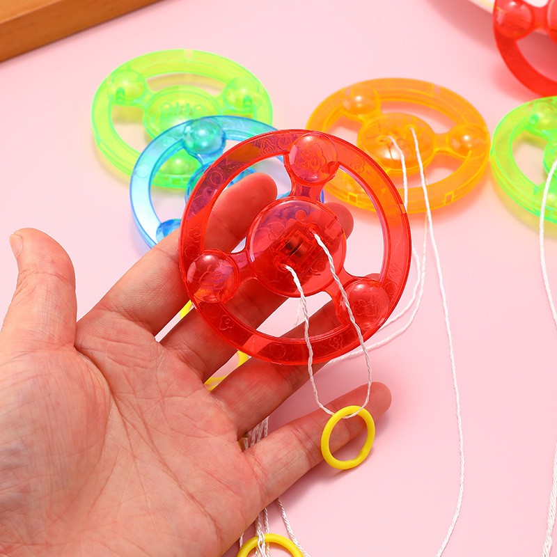 10 Pcs Fun Hand Pulled LED Light Up Flywheel Toys Children's Day Party Birthday Guest Gift Pinata Filler Kindergarten Gift Prize