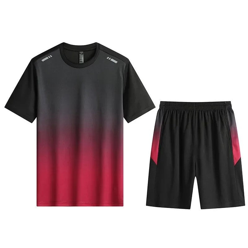Running Sets Men Sportswear Short sleeve Clothes Fitness Basketball tennis Soccer Plus Size Gym Clothing 2 pieces Sports Suits