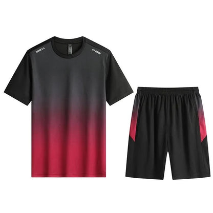 Running Sets Men Sportswear Short sleeve Clothes Fitness Basketball tennis Soccer Plus Size Gym Clothing 2 pieces Sports Suits