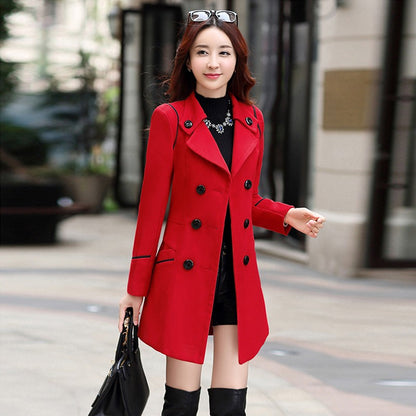 Autumn Winter Women Wool Coat 2024 Ladies Woolen Long Coat Female Fashion Slim-fit Double-Breasted Jacket with Belt S-3XL