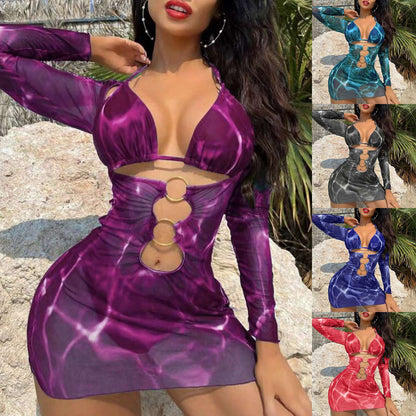 Swimwear Woman 2025 European And New 2025 Bikini Foreign Trade Swimsuit Three Piece Set Long Skirt Split Monokini ropa de mujer