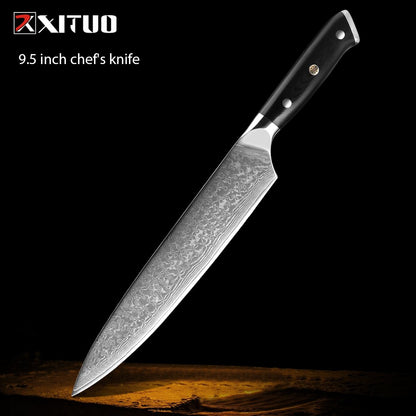 1-9 PCS Chef Knife Set Damascus Steel Kitchen Knives Razor Sharp Cleaver,Paring,Bread,Boning,Chef Special Knife With G10 Handle
