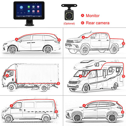 Podofo 7" Wireless CarPlay Player Android Auto IPS Multimedia Player FM Radio Bluetooth Intelligent System Autoradio 2din Stereo