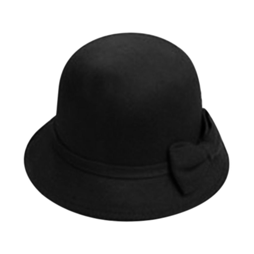 Elegant Brim Bowler Fedora Hats Church Bowler Cloche Hats Women Vintage Retro Hat Autumn Winter Warm Hat Wool Felt Bucket Cap