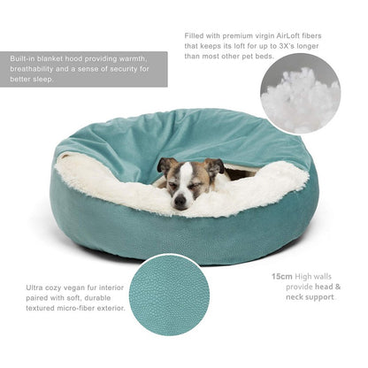 Cama Ortopédica Benepaw para Cães com Manta com Capuz Quente de Inverno Impermeável Resistente à Sujeira Casa para Gatos e Filhotes Confortável Lavável na Máquina