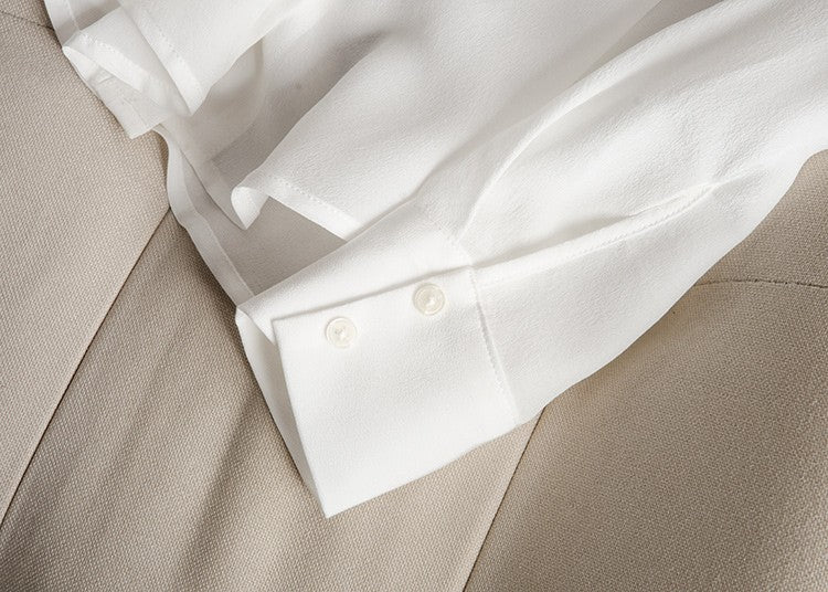 2025 Spring New Women's Silk Shirt Women's Long Sleeve 100% Mulberry Silk Blouse 16 MM White-collar OL Style Shirts For Women