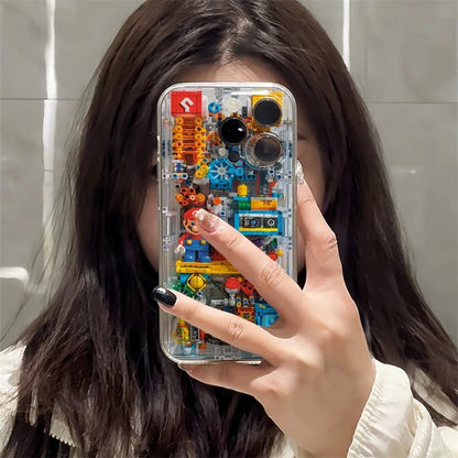 Fashion Building Blocks M-Marios Phone Case For iPhone 17 16 15 14 13 12 11 Mini Pro Max XR XSMax 8 Plus SE20 Transparent Cover