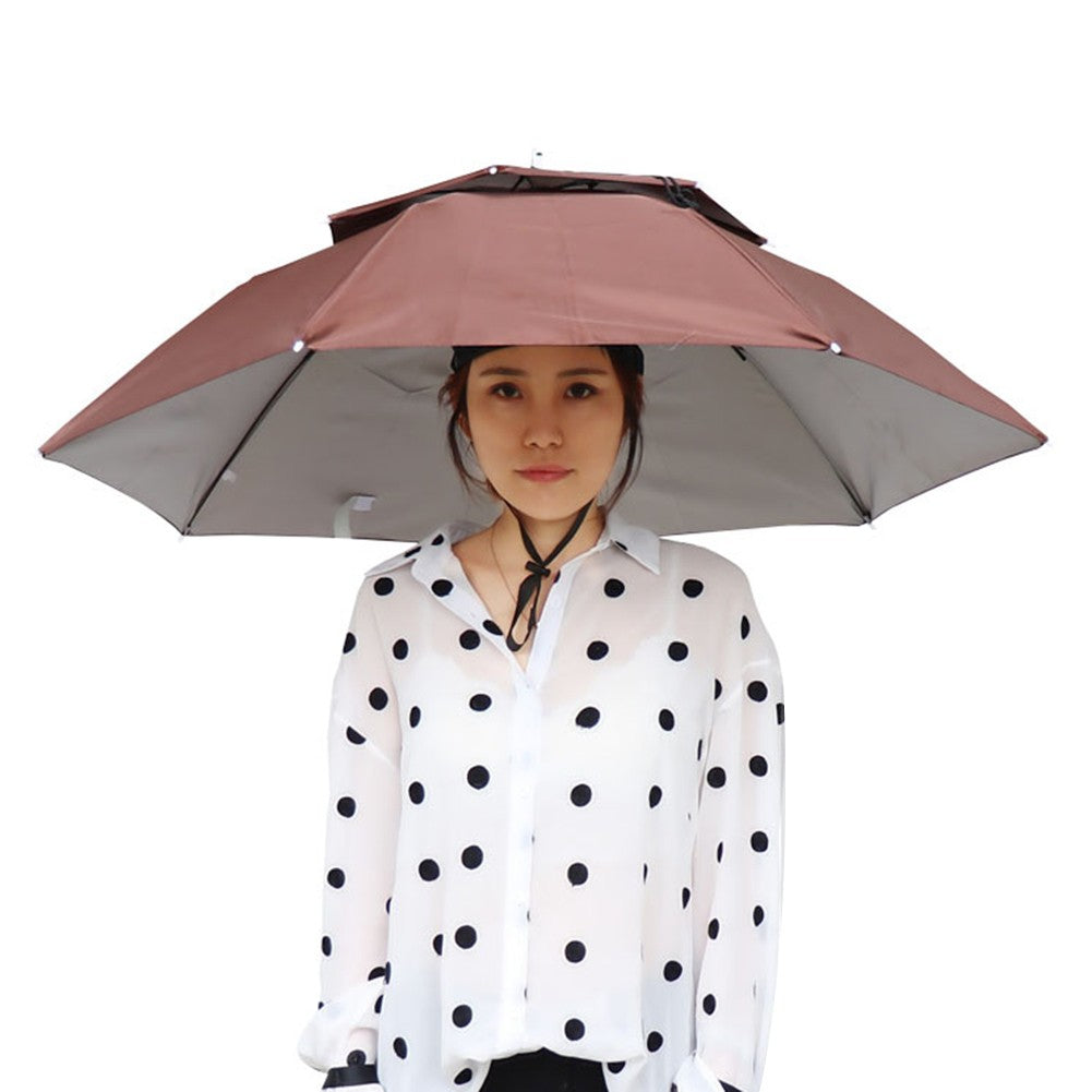 69/95cm Outdoor Portable Rain Umbrella Hat Foldable Fishing Sunshade Headwear Cap Waterproof Camping Fishing Beach Sun Hat
