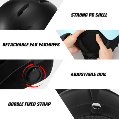 Snowboard Helmet Detachable Earmuff Men Women Safety Skiing Helmet with Goggle Fixed Strap Professional Skiing Snow Sports