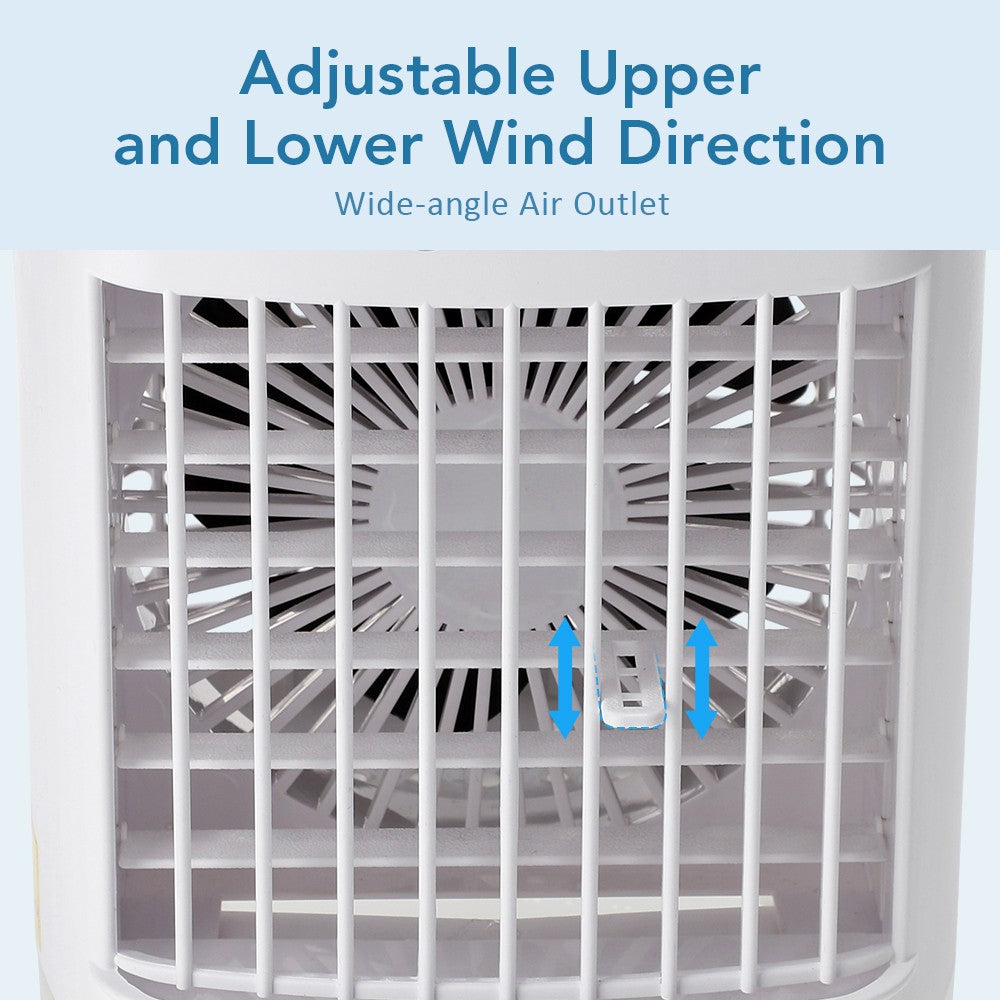 Ar Condicionado Portátil Ventilador de Mesa Spray Duplo Atomização Ultrassônica 3/4 Velocidades Silencioso Refrigerador de Ar Luz Noturna Ventilador Elétrico Doméstico