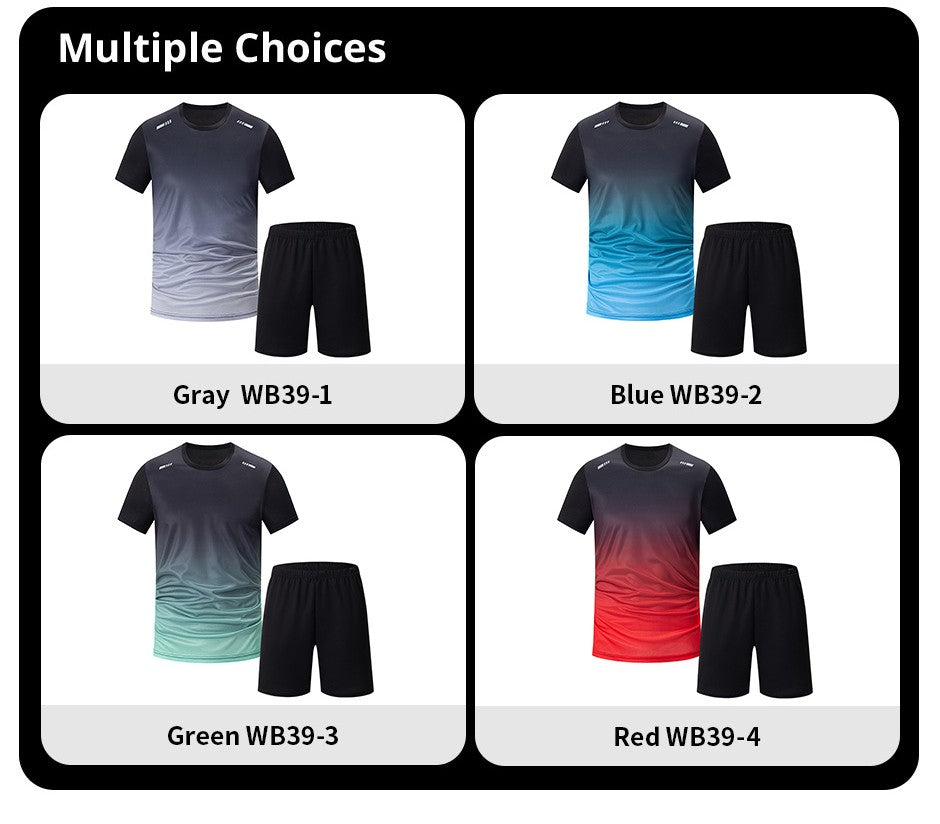 2-Piece Teenagers To Adults Parent-child Quick-drying Short-sleeved Sports Suit Men's Casual Round Neck Shirt Elastic Waist Pant