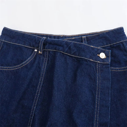 Blue Denim Shirt Woman Short Sleeve Cropped Shirt Women Summer Short Tops Woman Streetwear Y2k Stylish Women's Blouse