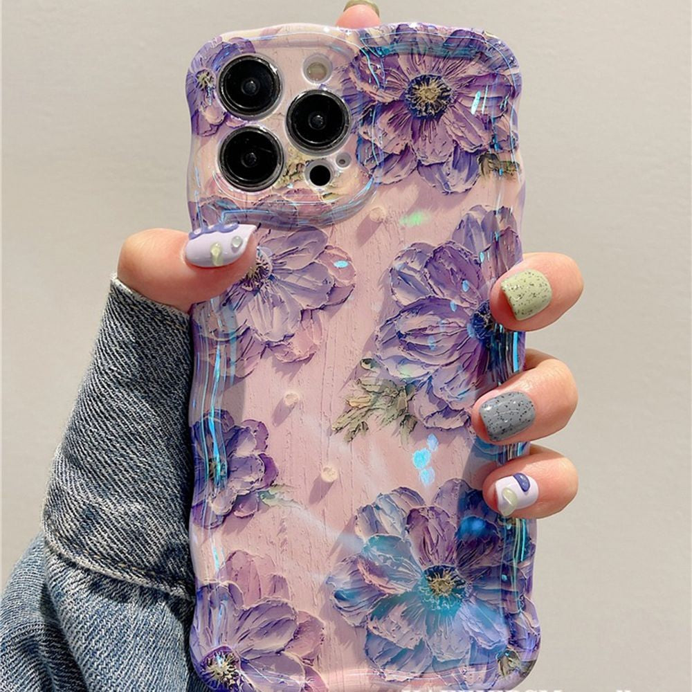 Capa de Celular Pintura a Óleo Retrô Para iPhone 14 ProMax 15 13 12 16 Pro Capa de Silicone Luxuosa com Estampa de Flor à Prova de Choque Decoração Artística