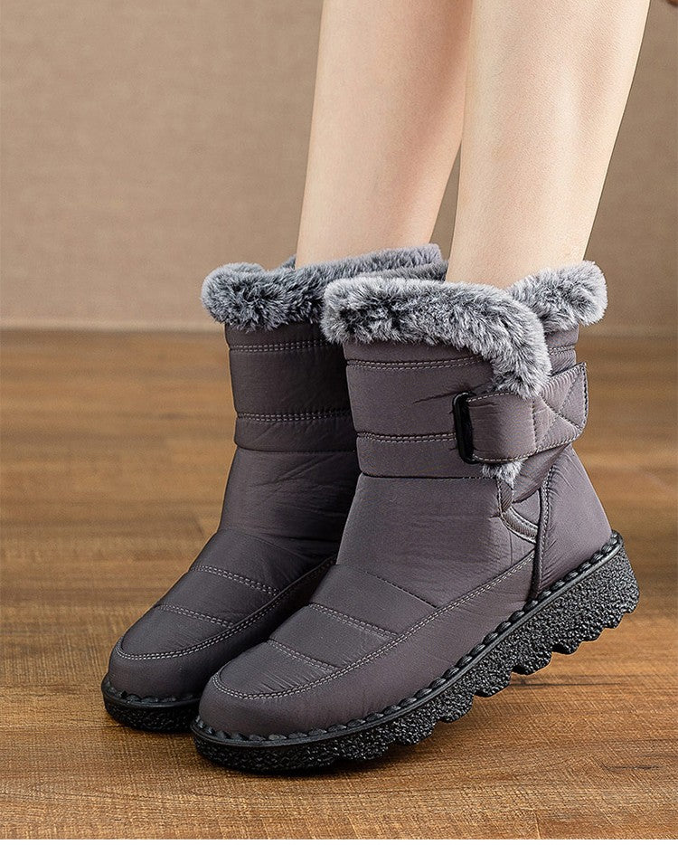 Women's Boots 2025 Trend Snow Boots With Fur Winter Shoes Woman Low Heels Footwear Winter Boots Women Combat Middle Botas Mujer