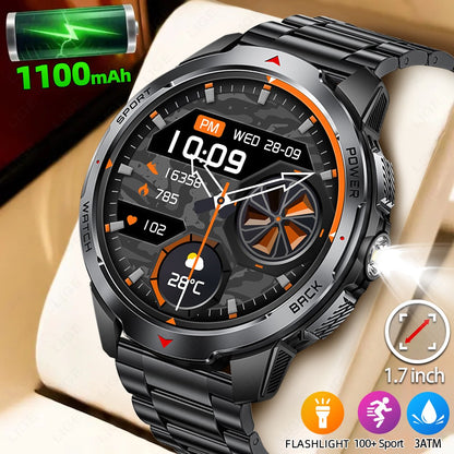 LIGE New Smart Watch Men 1100mah Large Capacity Battery Compass Outdoor 3ATM Waterproof Sports Fitness Bluetooth Call Smartwatch