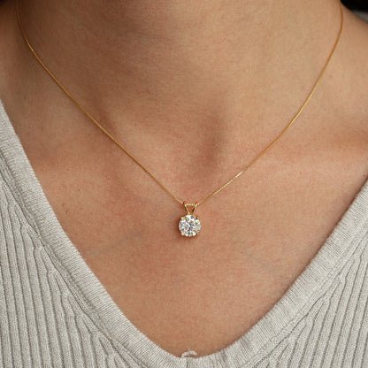 CKT Colar Feminino Pingente Quatro Garras 1 quilate Diamante Moissanite Ouro 14K Clássico Elegante Casamento Joia Fina Presente