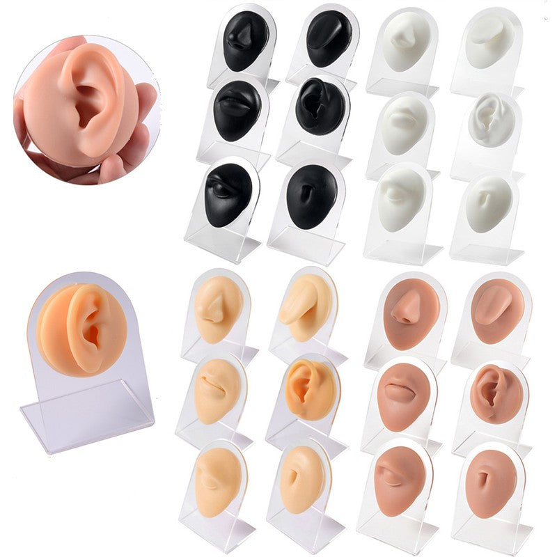 1PC Soft Silicone Simulation 1:1 Ear Nose Navel Nipple Model Practice Piercings Tools Jewelry Display Teaching Tool Accessories