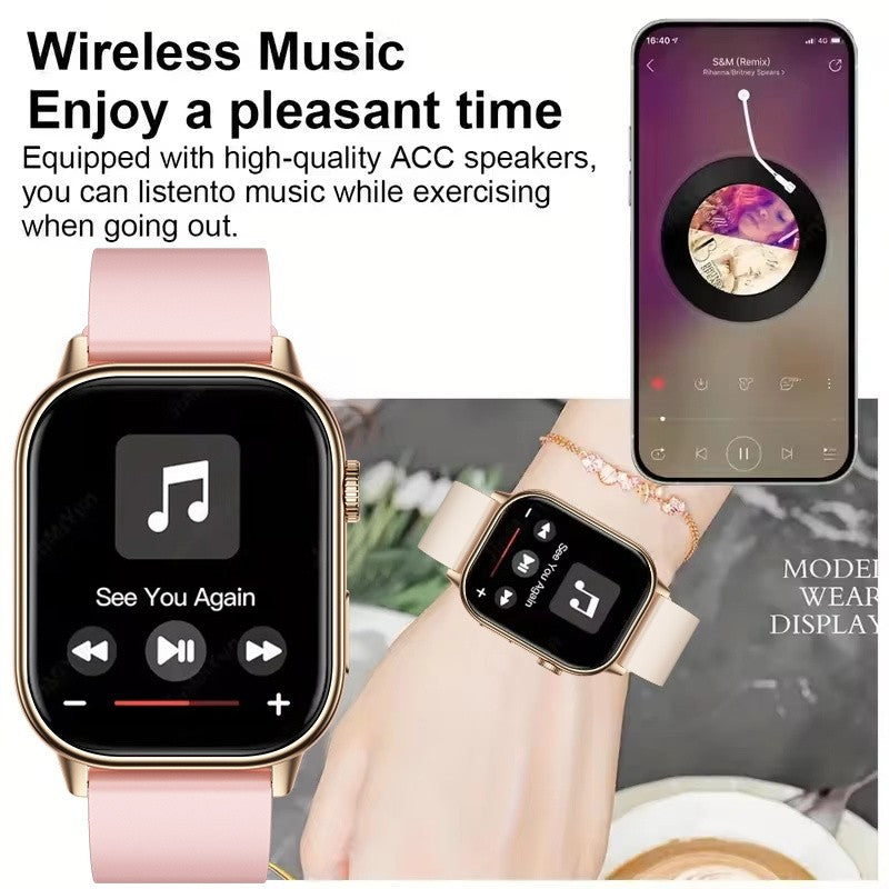 Smartwatch de Música Feminino 2025 Novo com Tela AMOLED HD de 2.01'' Moda, GPS de 6 Estrelas Embutido, Rastreador Impermeável e Chamada, Braceletes