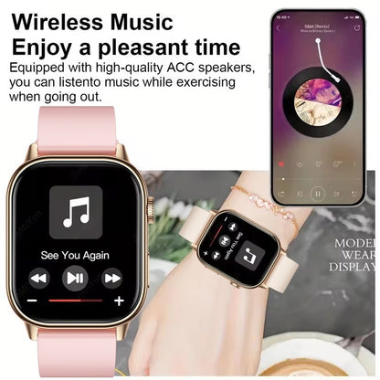 Smartwatch de Música Feminino 2025 Novo com Tela AMOLED HD de 2.01'' Moda, GPS de 6 Estrelas Embutido, Rastreador Impermeável e Chamada, Braceletes