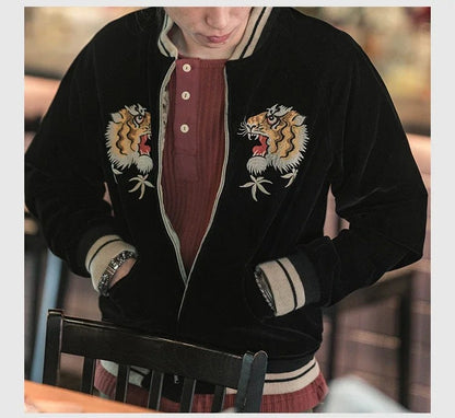 Non Stock Suka Reversible Souvenir Jacket Embroidered Sukajan Baseball Outerwear
