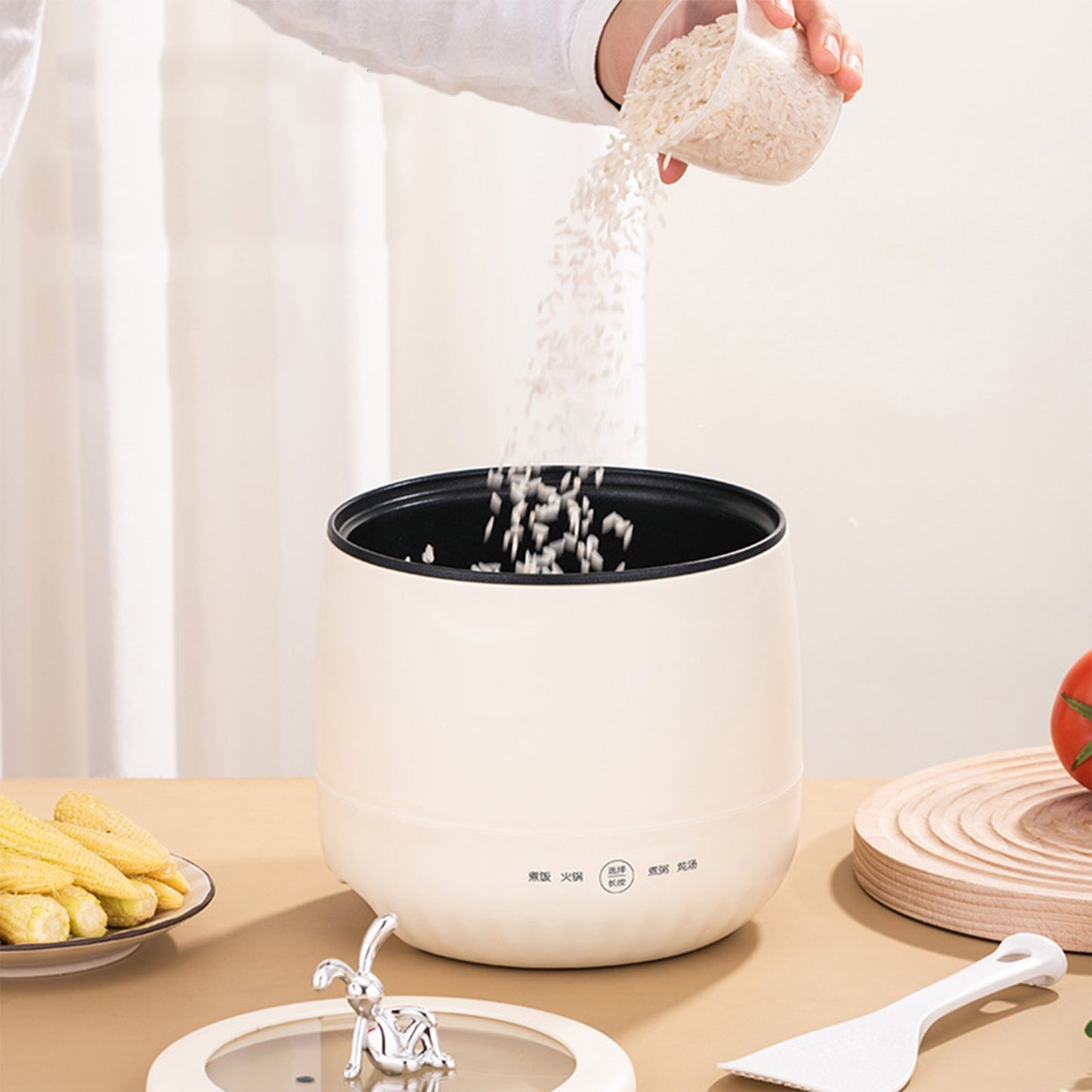 Panela de Arroz Elétrica Inteligente Mini 1.8L Antiaderente Compacta Eletrodoméstico para Arroz, Grãos, Sopas, Mingaus e Ensopados