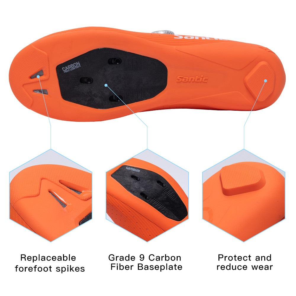 Santic Carbon Fiber Road Bike Shoes Professional Cycling for Men Racing SPD Cleats Road Cycling Lock Shoes WZS24043