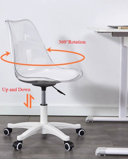 Rotating Computer Chair Dressing Transparent Plastics Elevated Move Rotating Chair Writing Desk Home Bedroom Desk Office Chair