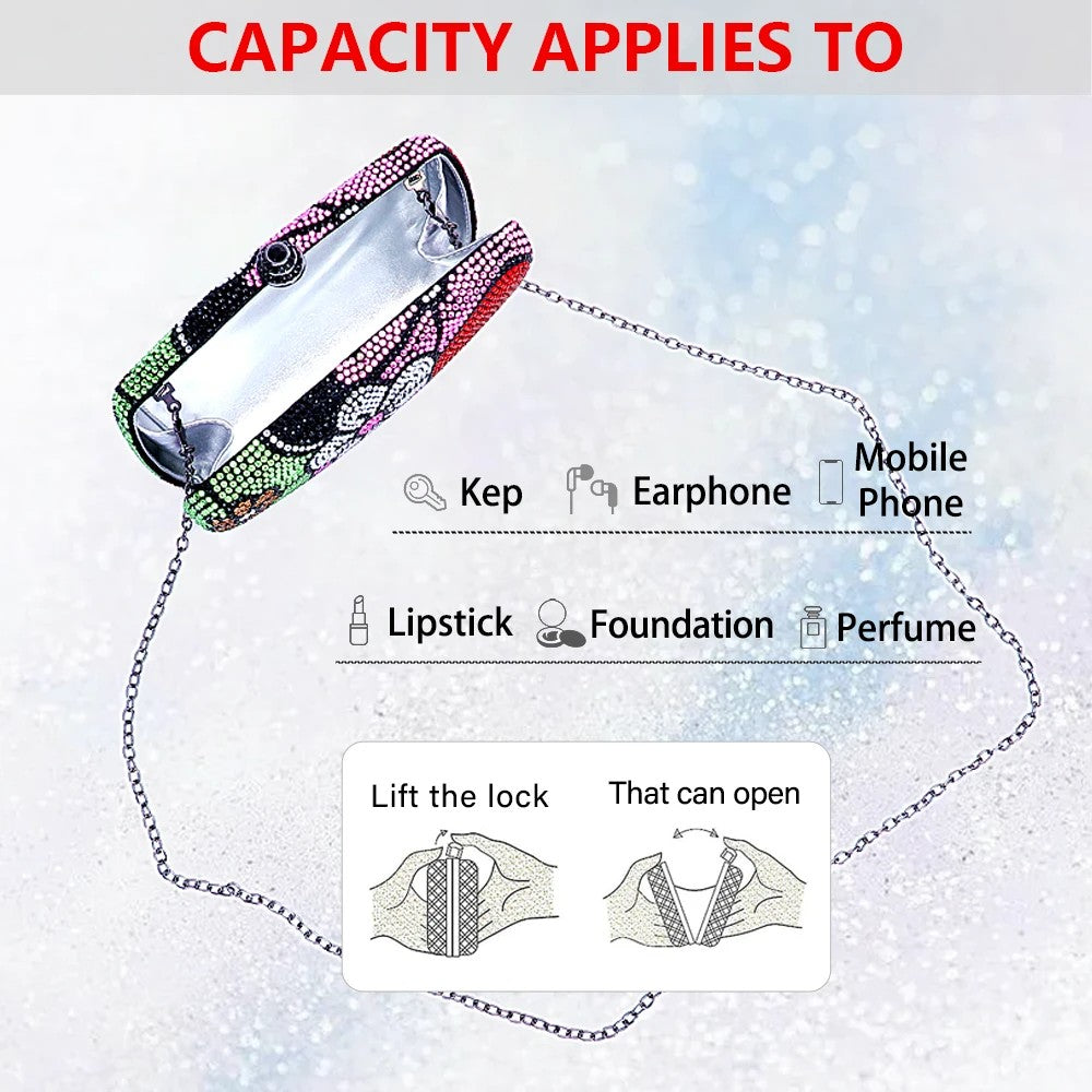 Women Multi Flower Rhinestone Clutches Luxury Diamond Wedding Purse Crystal Dinner Handbags Designer Party Stones Minaudere Bags