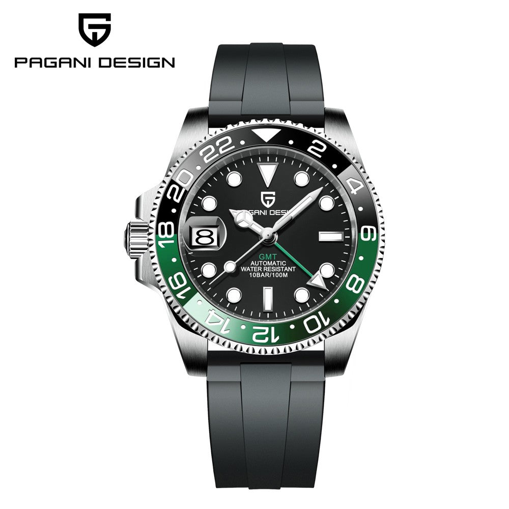 PAGANI DESIGN PD-1662 Luxury GMT Men Mechanical Wristwatch Sapphire Glass Stainless Steel 100M Waterproof Automatic Watches