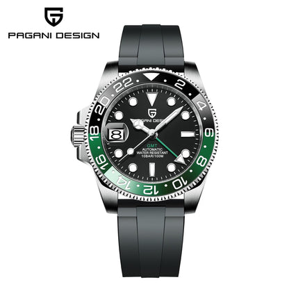 PAGANI DESIGN PD-1662 Luxury GMT Men Mechanical Wristwatch Sapphire Glass Stainless Steel 100M Waterproof Automatic Watches