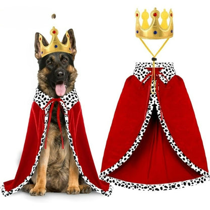 Fantasia de Capa de Rei de Cachorro de Halloween, Adorável e Engraçada, com Coroa, Capa de Rei Ajustável para Cães Grandes, Gatos, Suprimentos para Festas de Cosplay