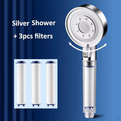 Black 5 Modes Shower Head Adjustable High Pressure Water Saving Portable Filtered Shower Head Faucet Tap Bathroom Accessories