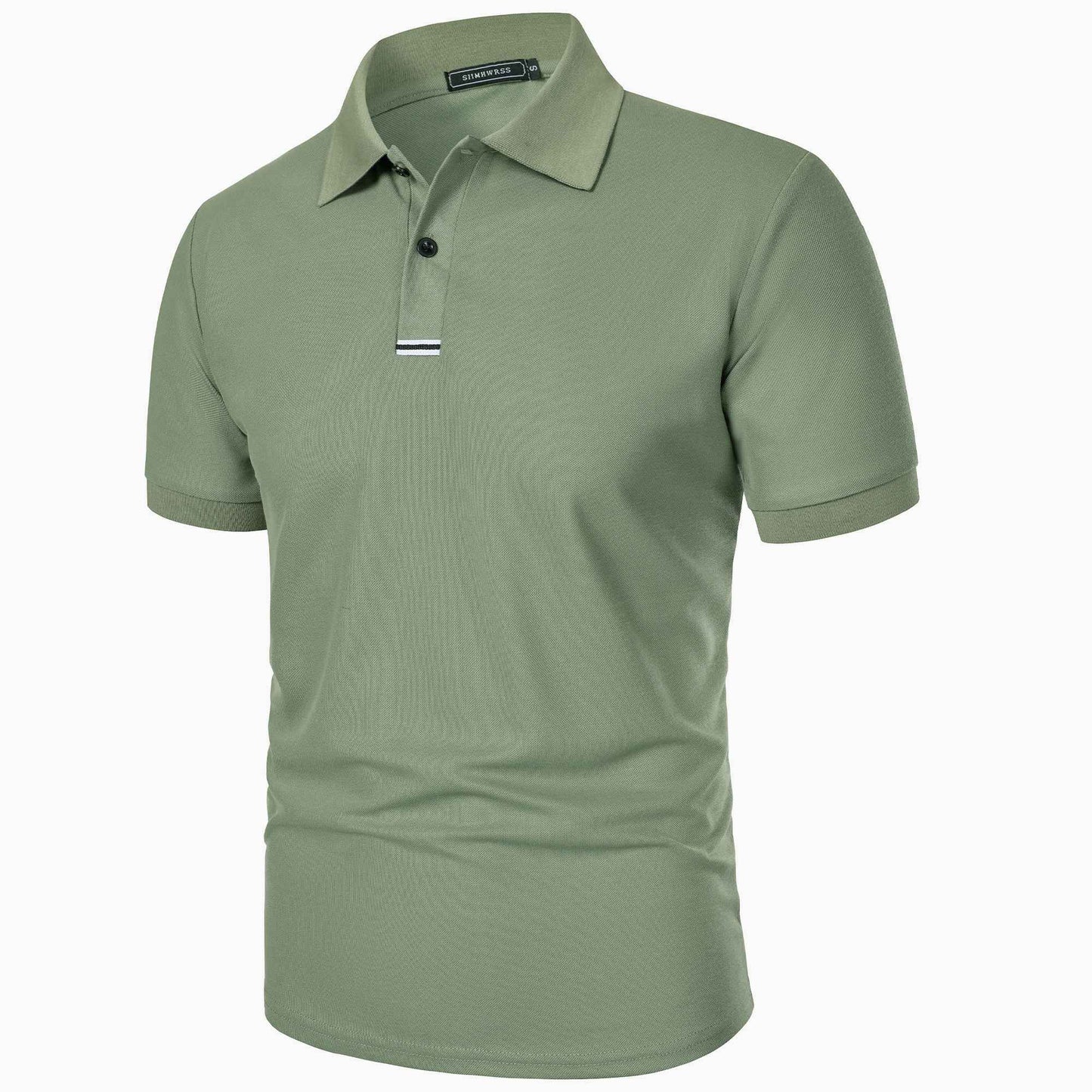 Men's solid color short-sleeved button-down lapel T-shirt casual top