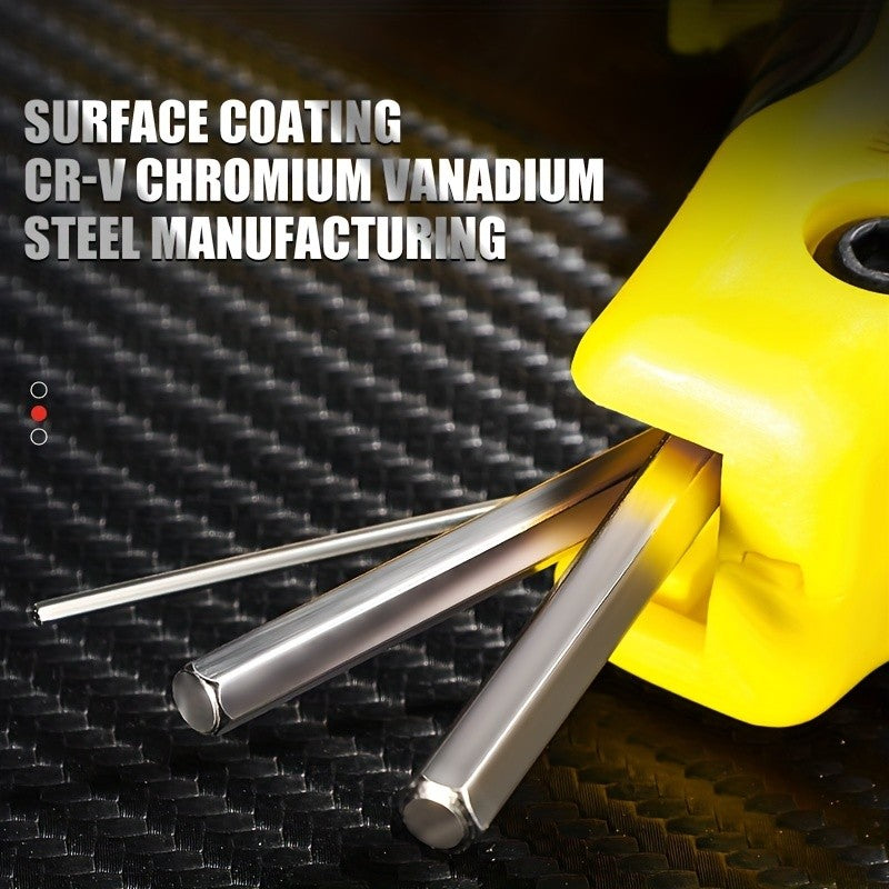Chave Estrela Hexagonal Dobrável Aço Cr-V Ferramenta Portátil Chave de Fenda Kit Chave Hexagonal Dobrável Métrica Vermelho Amarelo