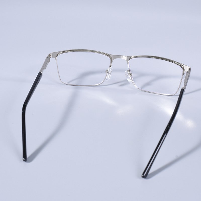 Anti Blue Light Men Reading Glasses Metal Full Frame Business Eyeglasses For Men Square Double Color Reading Eyewear +100+150