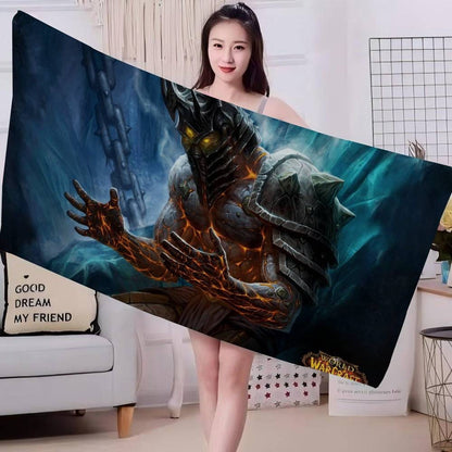 World Game Of W-Warcraft Microfiber Printed Beach Towel Mountain Climbing Yoga Beach Swimming Running Absorbent Soft Towel