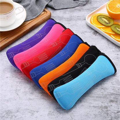 Tableware Bag Box Cutlery Storage Bag Portable Travel Fork Spoon Knife Dinnerware Packaging Pouch Storage Case with Zipper