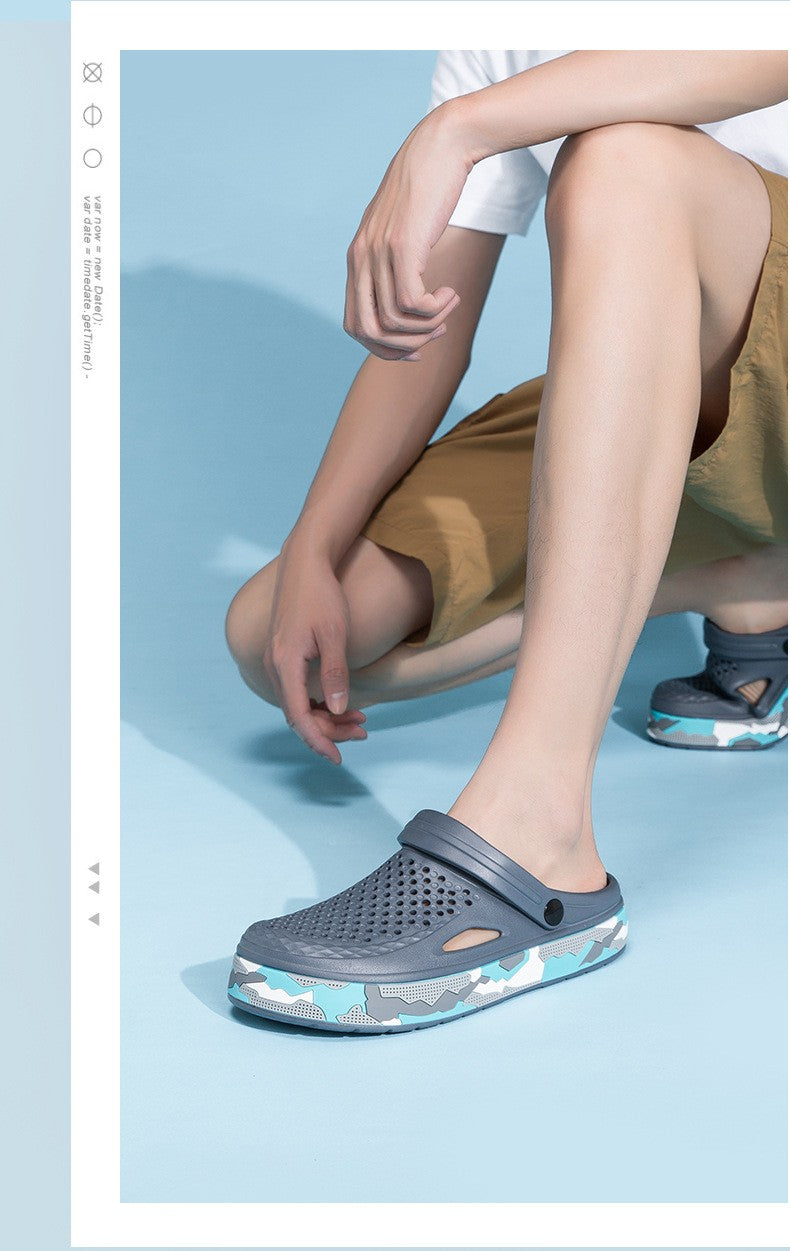 New Men's Sandals Driver Shoes EVA Light Slippers Unisex Colorful Camouflage Decoration Summer Beach Shoes Zapatos Hombre