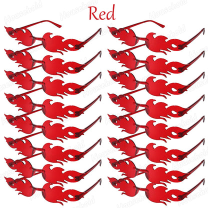 12-120Pcs Fire Flame Sunglasses Rimless Fire Sunglasses Candy Color Party Sunglasses Wedding Funny Sunglasses for Guest