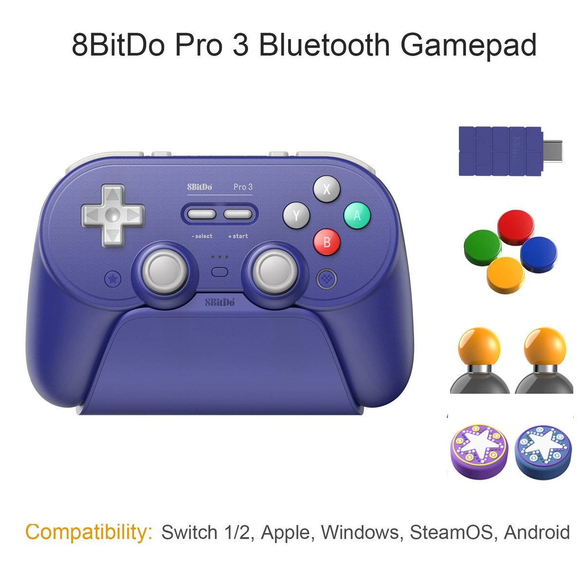 8BitDo Pro 3 Bluetooth Gamepad for Switch 1/2, Windows, Apple, Steam Special Edition Wireless Game Controller with TMR Joysticks