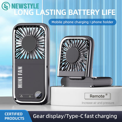 Folding Mini Cooling Air Fan Mobile Phone Holder Power Bank 3000mAh USB Rechargeable Cooling Handheld Desktop Fan with Lanyard