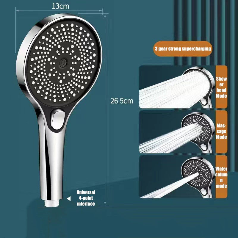 Chuveiro de tela grande com 3 modos de velocidade, acessórios portáteis para chuveiro, suprimentos de banheiro, kit completo de acessórios de chuveiro