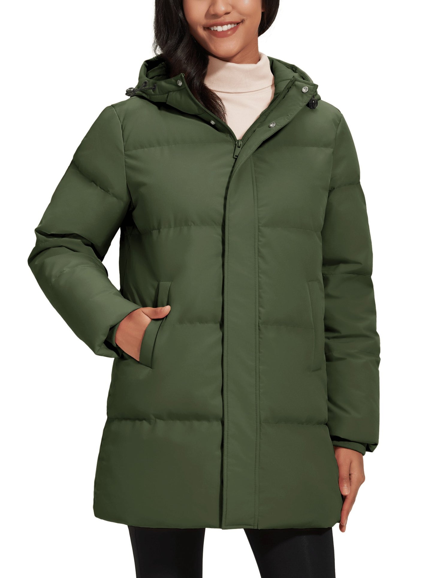 TACVASEN Winter Quilted Duck Feather Down Jackets Womens Padded Puffer Warm Hooded Long Coats Thermal Waterproof Thick Outerwear