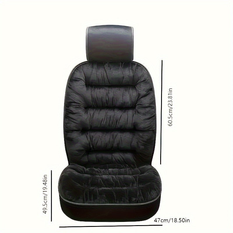 Luxury Plush Car Seat Cushion - 1pc Thick Warm Front Single Seat Cover with Backrest, Universal Fit Easy-Care Comfortable Winter