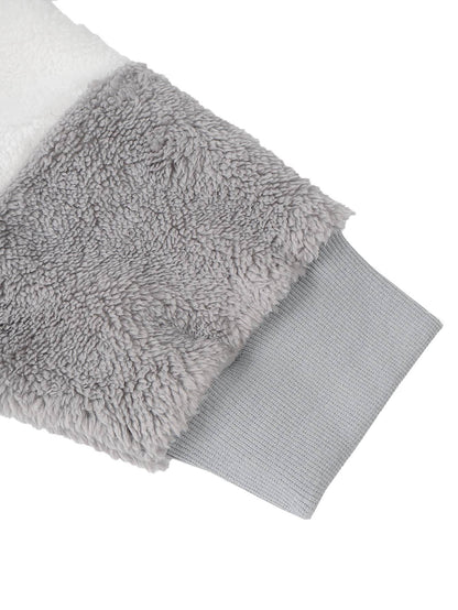 Plus Size Autumn/Winter New Arrivals Women's Autumn/Winter Drop-Shoulder Long-Sleeved Colour-Block Patchwork Fleece Hooded Jacke