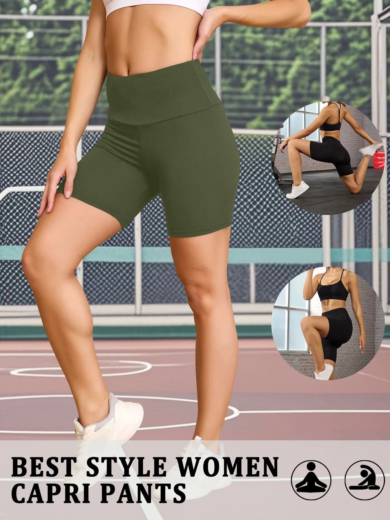 Women's High Waisted Biker Shorts Super Soft Tummy Control No See Through Workout Yoga Running Athletic Push Up Gym Fitness