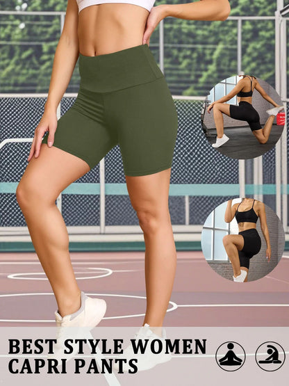 Women's High Waisted Biker Shorts Super Soft Tummy Control No See Through Workout Yoga Running Athletic Push Up Gym Fitness