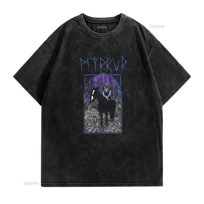 myrkur juniper T Shirt vintage Washed homme Stylish Unisex graphic designer clothes streetwear fashion Slightly Breathable