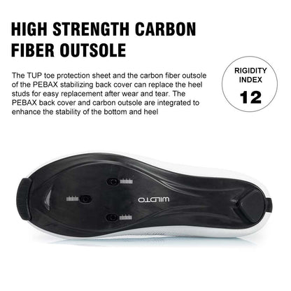 WILDTO Ultralight Cycling Shoes Men's Road Bike Shoes Hardness12 Carbon Fiber Professional Self-locking SPD Cleats Footwear